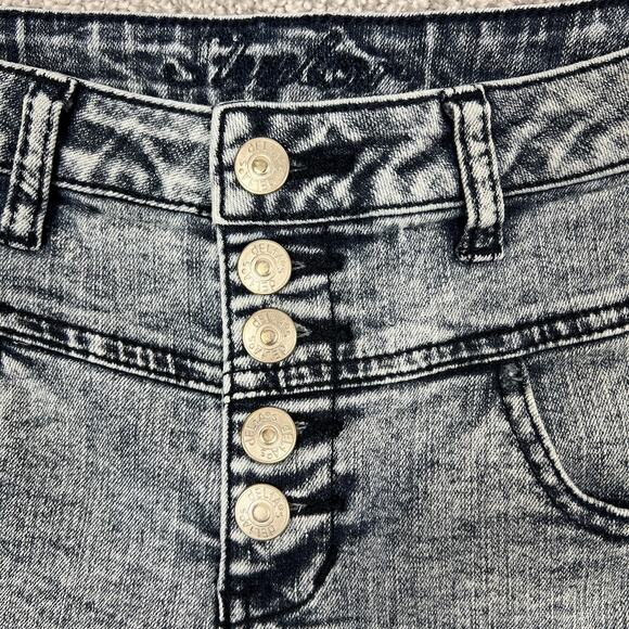 Delia's High-Rise Jean Shorts Sz 5/6 Acid Wash Stretch Denim Grunge Retro Punk - Picture 5 of 11